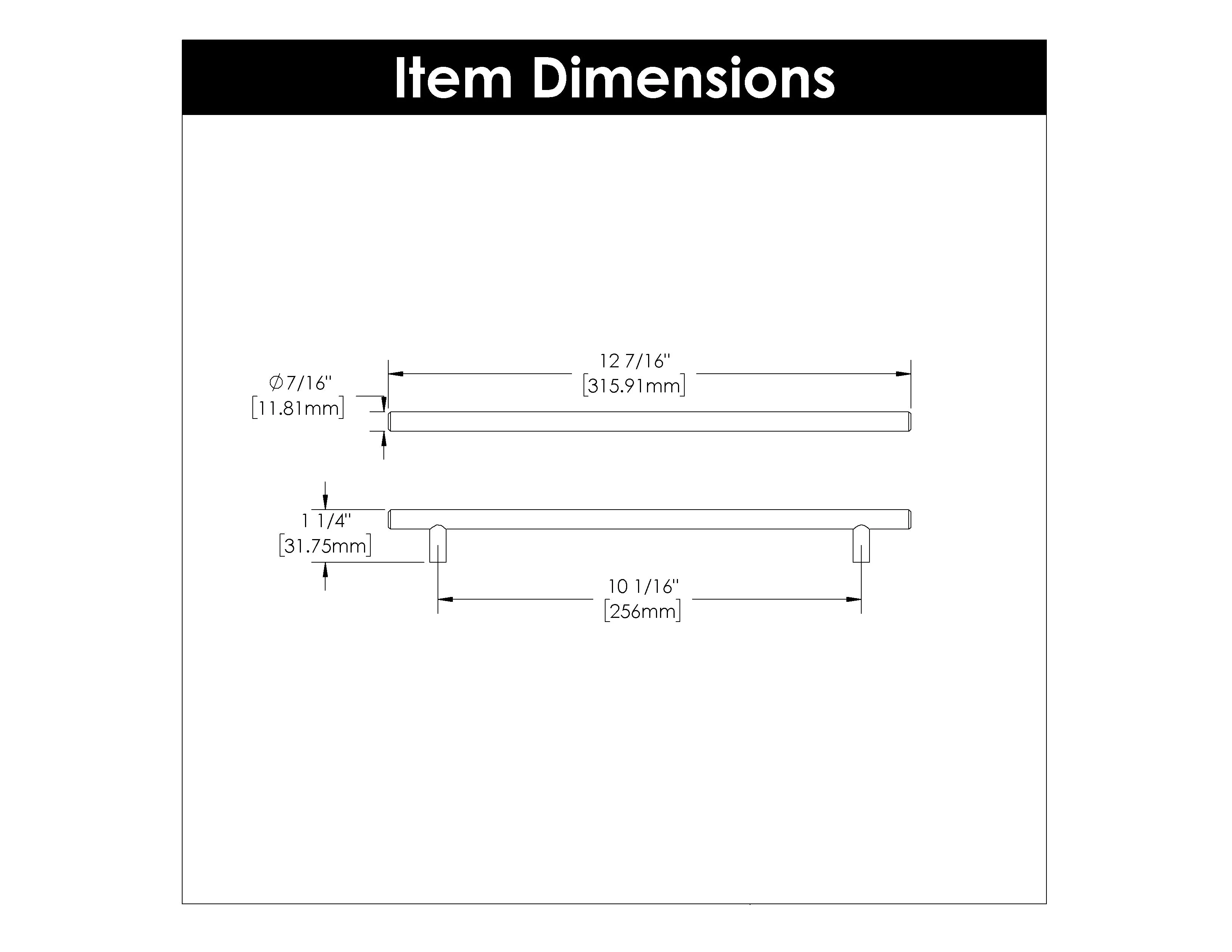 10-1/16 inch (256mm) Center to Center Bar Pull Cabinet Pull