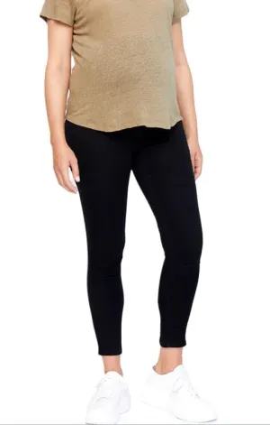1822 Denim Black Butter Maternity Ankle Skinny Jeans with Supportive Belly Band
