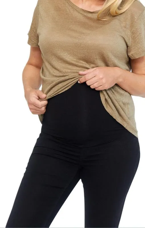 1822 Denim Black Butter Maternity Ankle Skinny Jeans with Supportive Belly Band