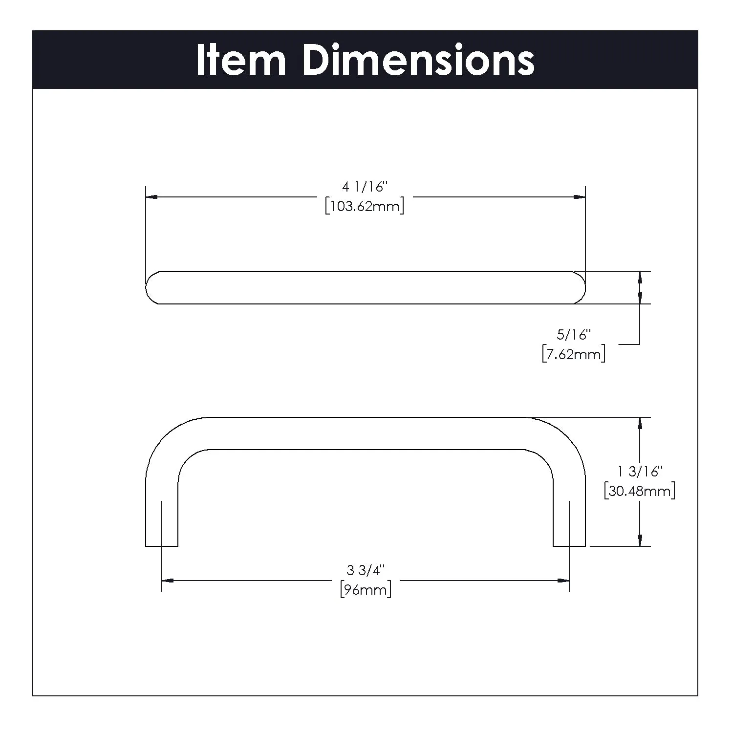 3-3/4 inch (96mm) Cabinet Wire Pull
