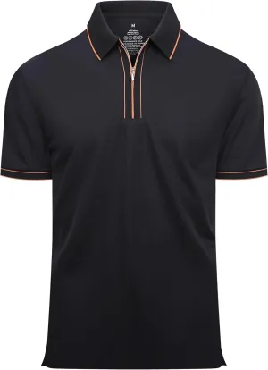 Alex Vando Mens Zipper Golf Shirt Moisture Wicking Zip Up Solid Fashion Polo Shirts