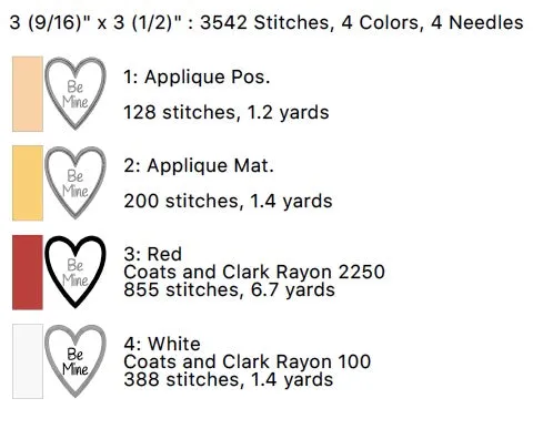 Be Mine Valentine Applique Embroidery Design - 5x7 Hoop