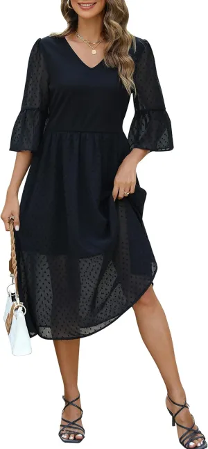 Blooming Jelly Womens White Dresses Short Sleeve V Neck Ruffle Cute Sun Dress Chiffon Flowy Shift Mini Dress
