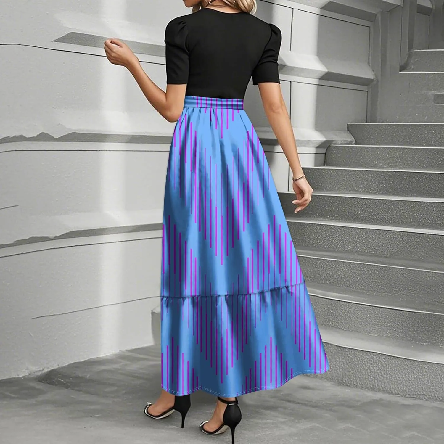 Boho Maxi Dresses Summer Tie Waist Church Dresses Short Sleeve Floral Wrap Dress Cute Beach Wedding with Belt