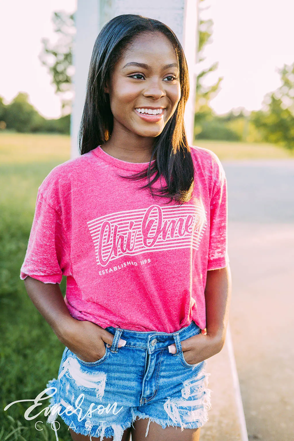 Chi Omega PR Classic Striped Tee