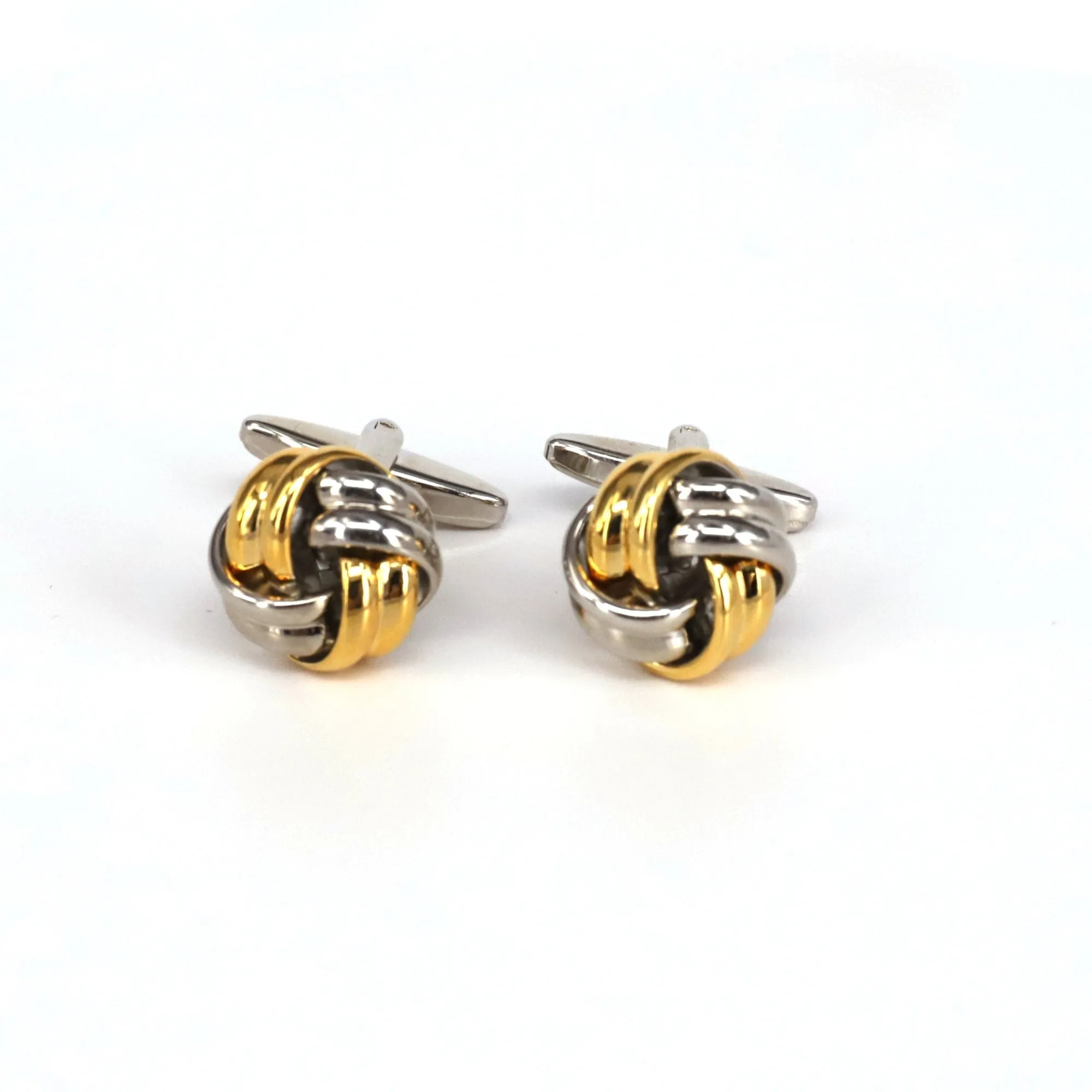 Classical Gold and Silver Tone knot Brass Cufflinks (Online Exclusive)