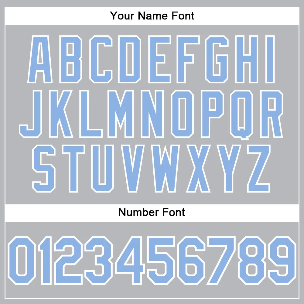 Custom Gray Light Blue-White Performance T-Shirt