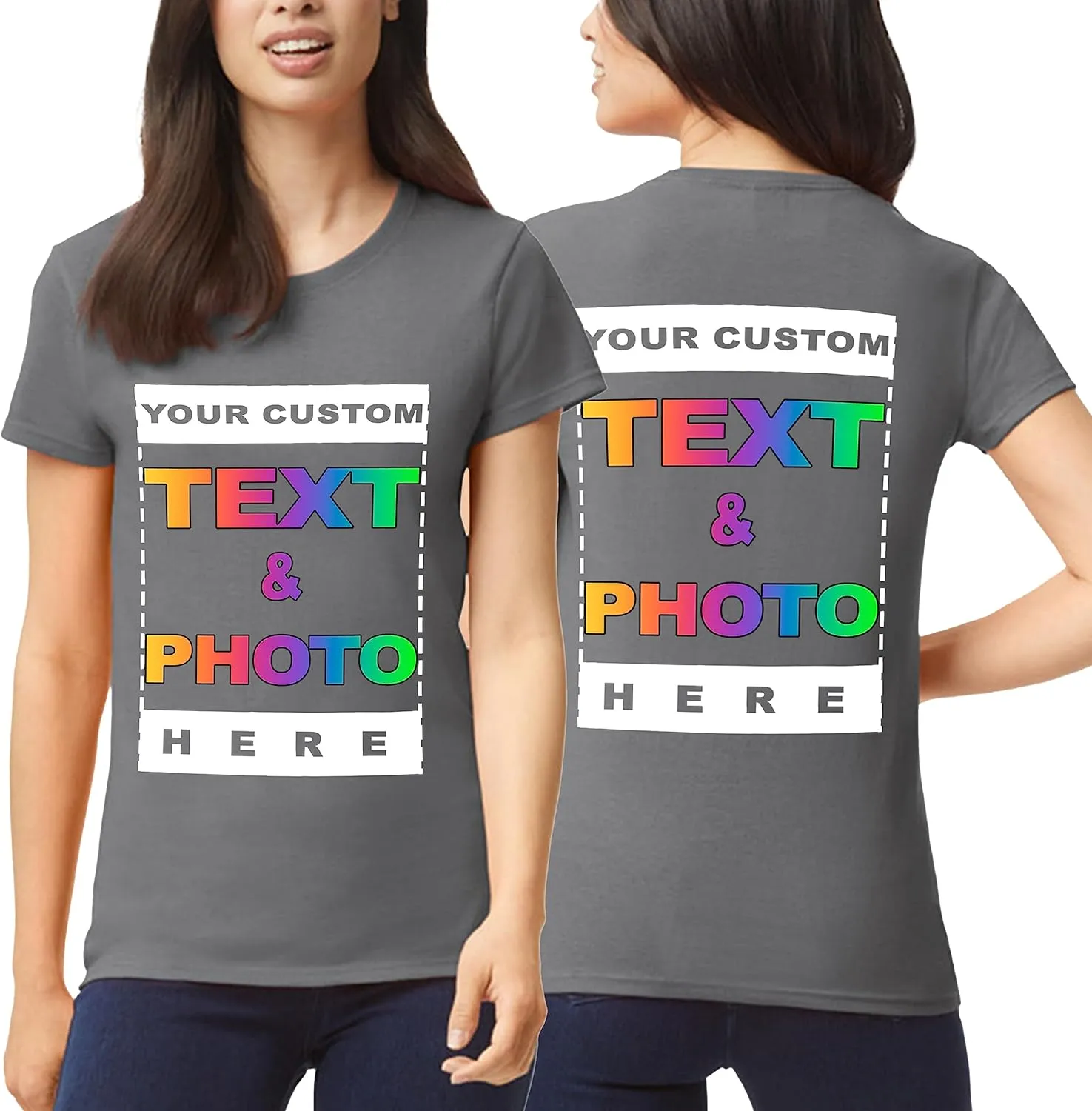 Custom Women Shirt - Personalized Add Your Image Ladies T-Shirt - Customized Add Your Text Photo T-Shirts - Women Adult Logo