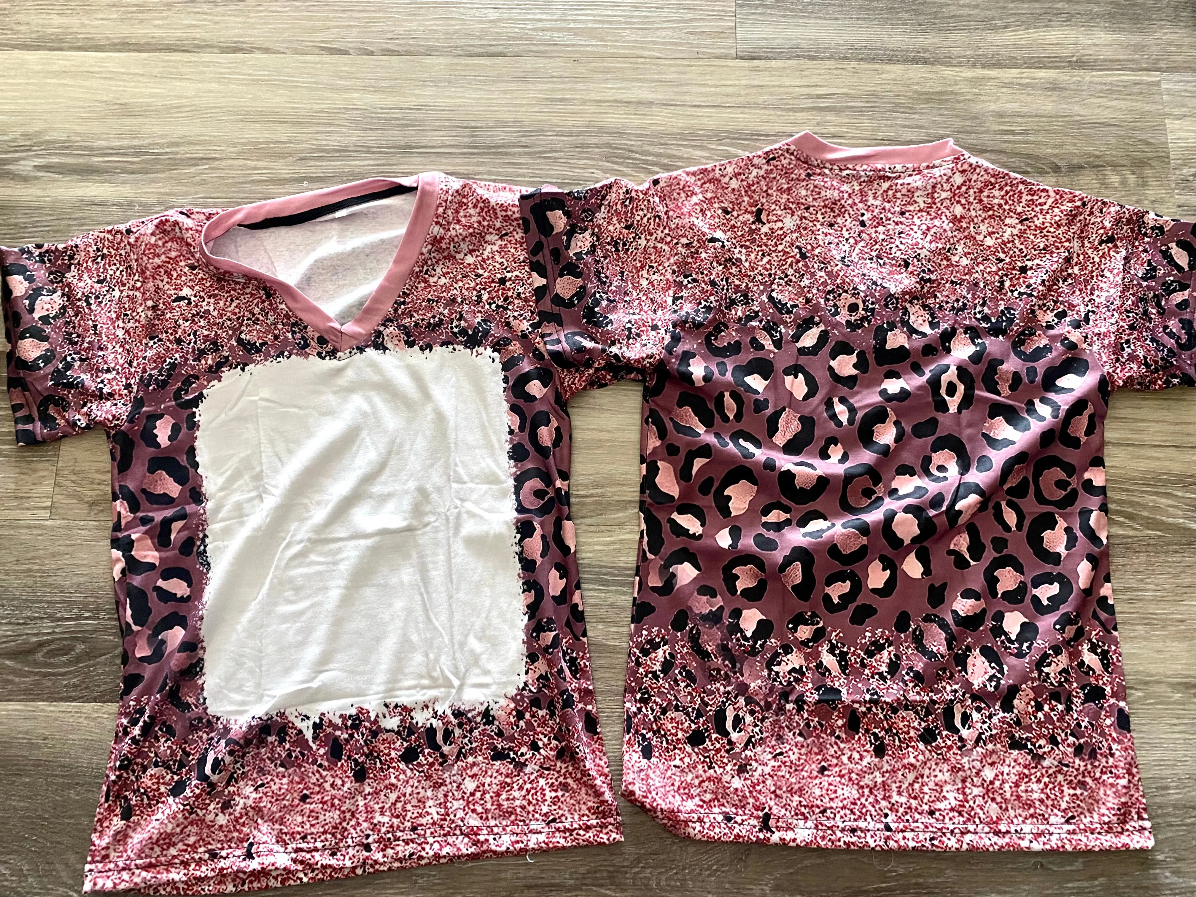Dark Pink Leopard Polyester T-Shirt
