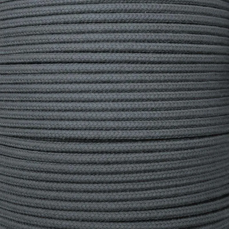 Dip Dyed Braided Cotton Cord - 3/16" (5mm) CHARCOAL - 50 FEET