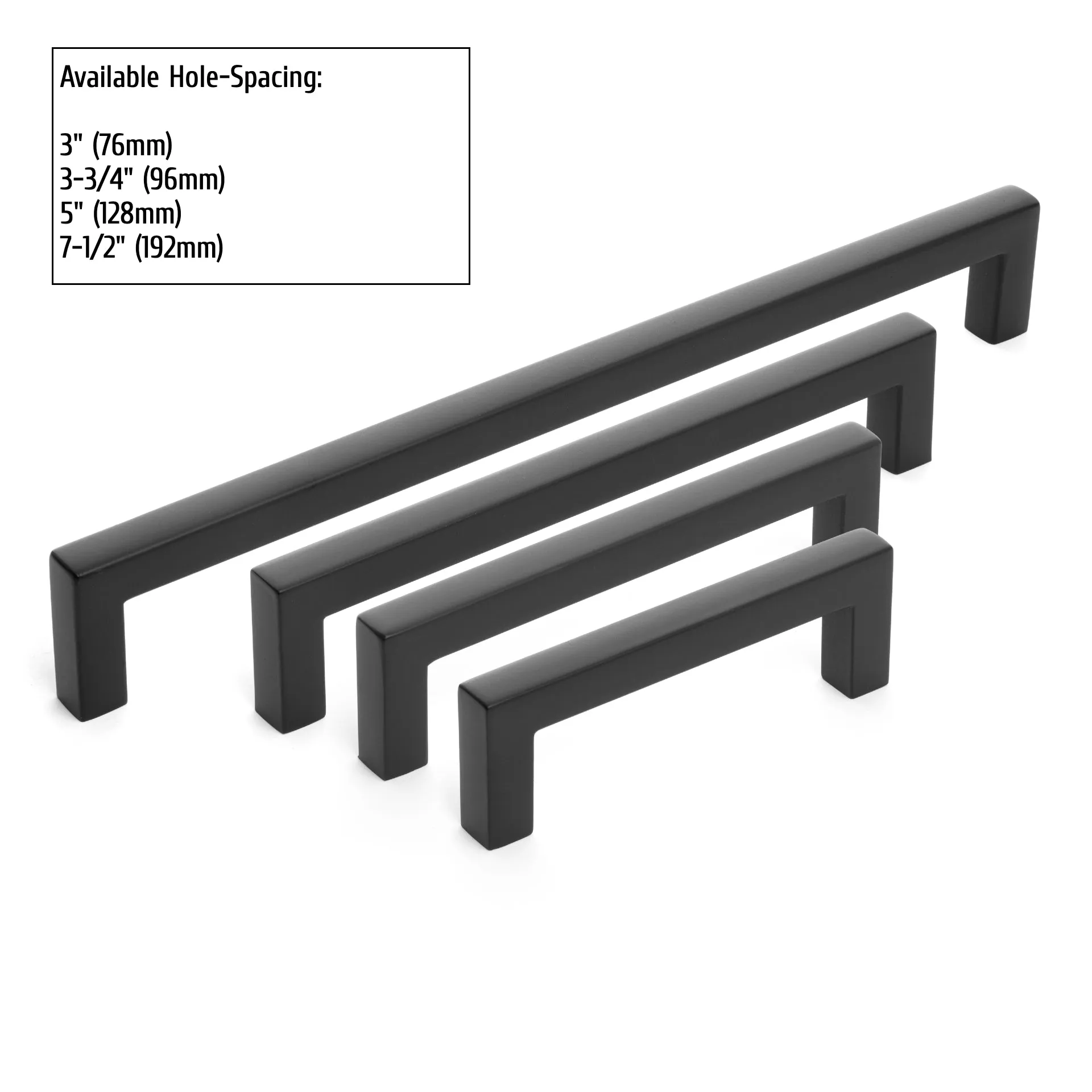 Diversa Matte Black 7-1/2" (192mm) Square Edge Solid Cabinet Bar Pull