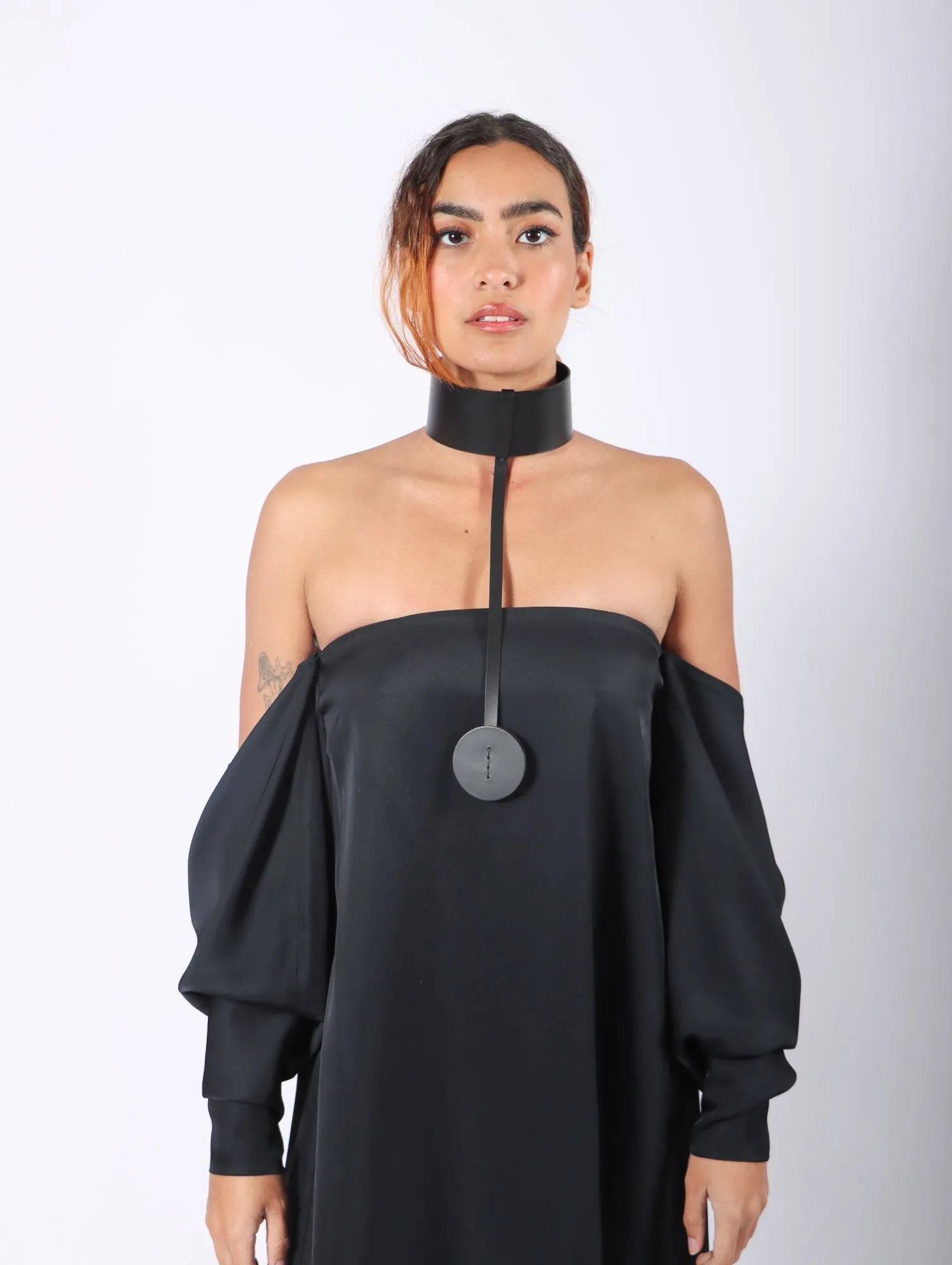 Dot Long L Choker in Black by Aumorfia