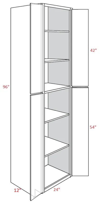 EB02-UC2412X96 Elegant Smokey Gray Assembled 24x96x12 Pantry Cabinet