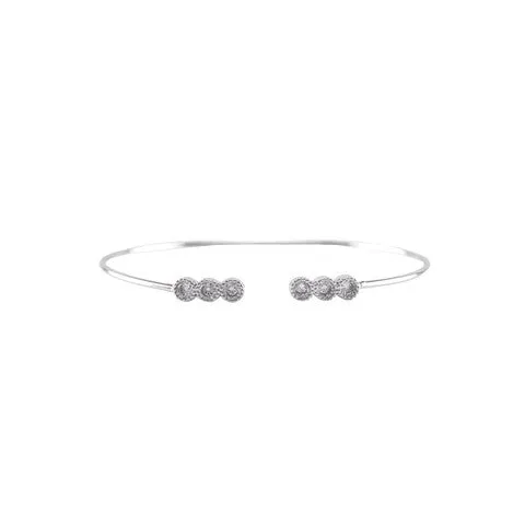 Elegant Thin Delicate Wire Band Round CZ Dainty Brass Bangle
