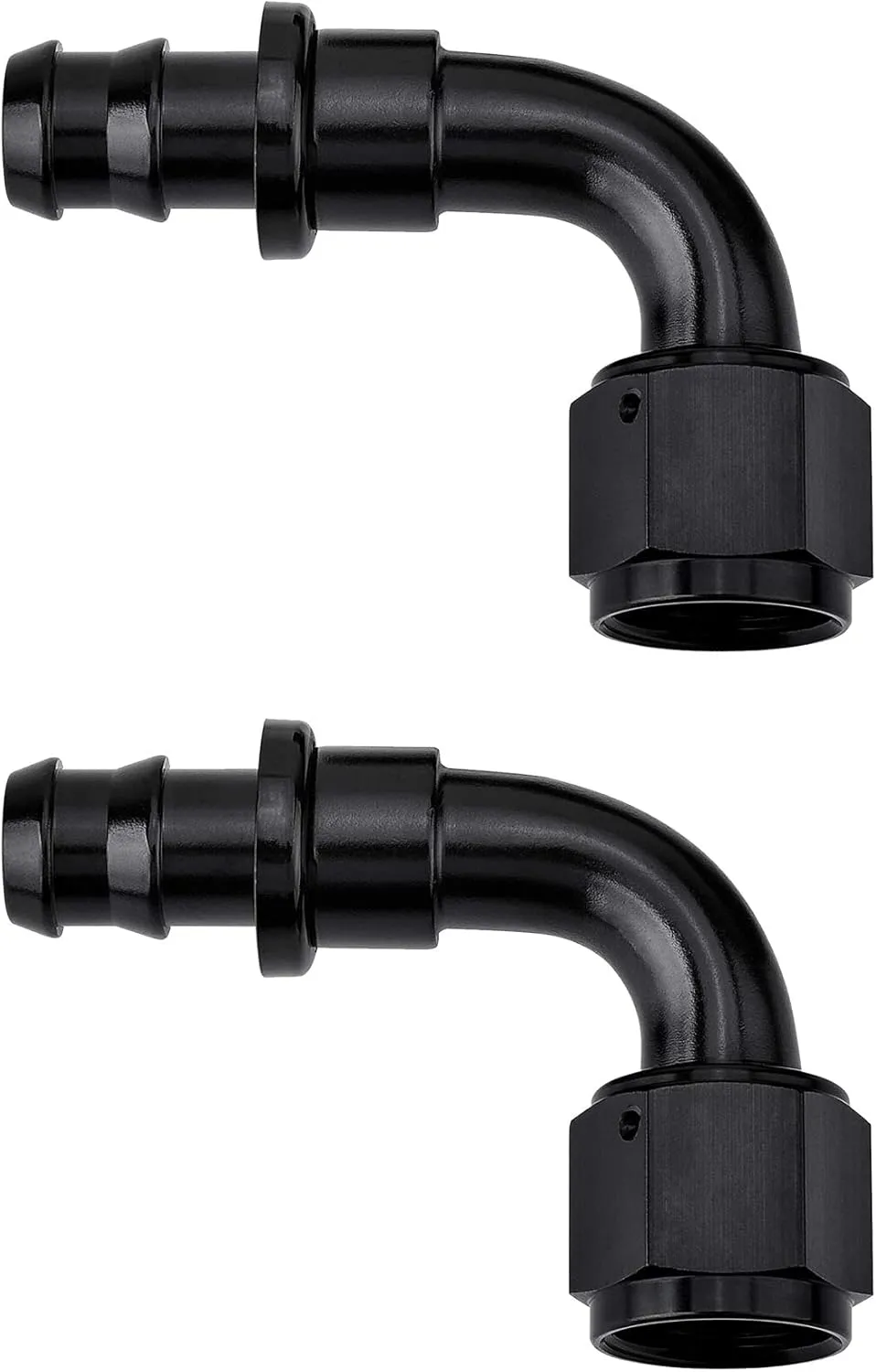 EVIL ENERGY 10AN 90 Degree Push Lock Hose Fitting End Black 2PCS