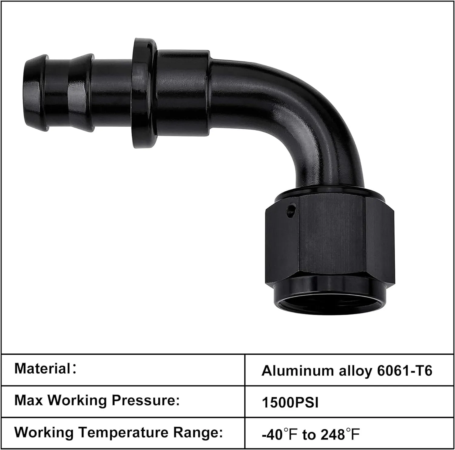 EVIL ENERGY 10AN 90 Degree Push Lock Hose Fitting End Black 2PCS