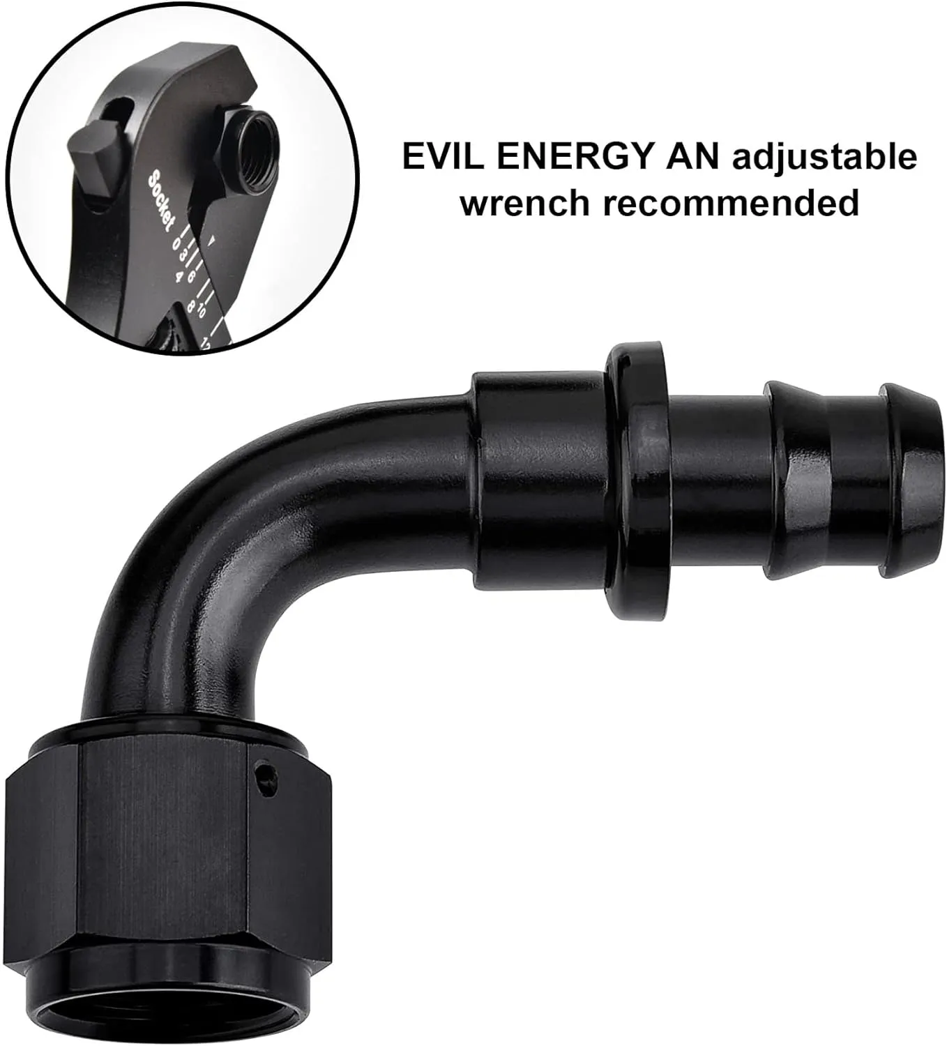 EVIL ENERGY 10AN 90 Degree Push Lock Hose Fitting End Black 2PCS