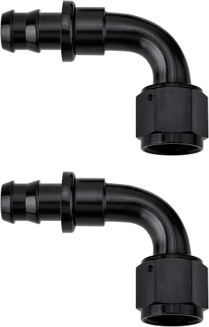 EVIL ENERGY 10AN 90 Degree Push Lock Hose Fitting End Black 2PCS