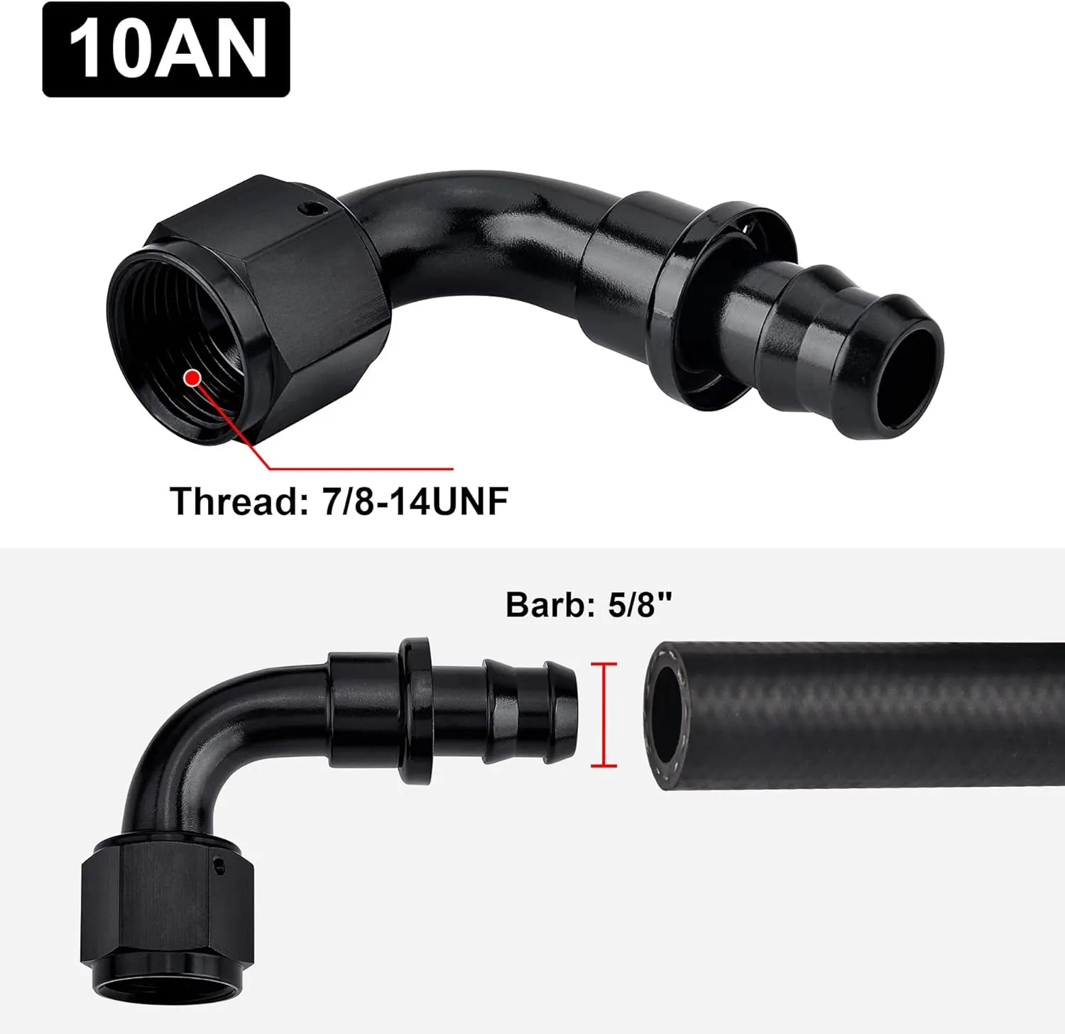 EVIL ENERGY 10AN 90 Degree Push Lock Hose Fitting End Black 2PCS