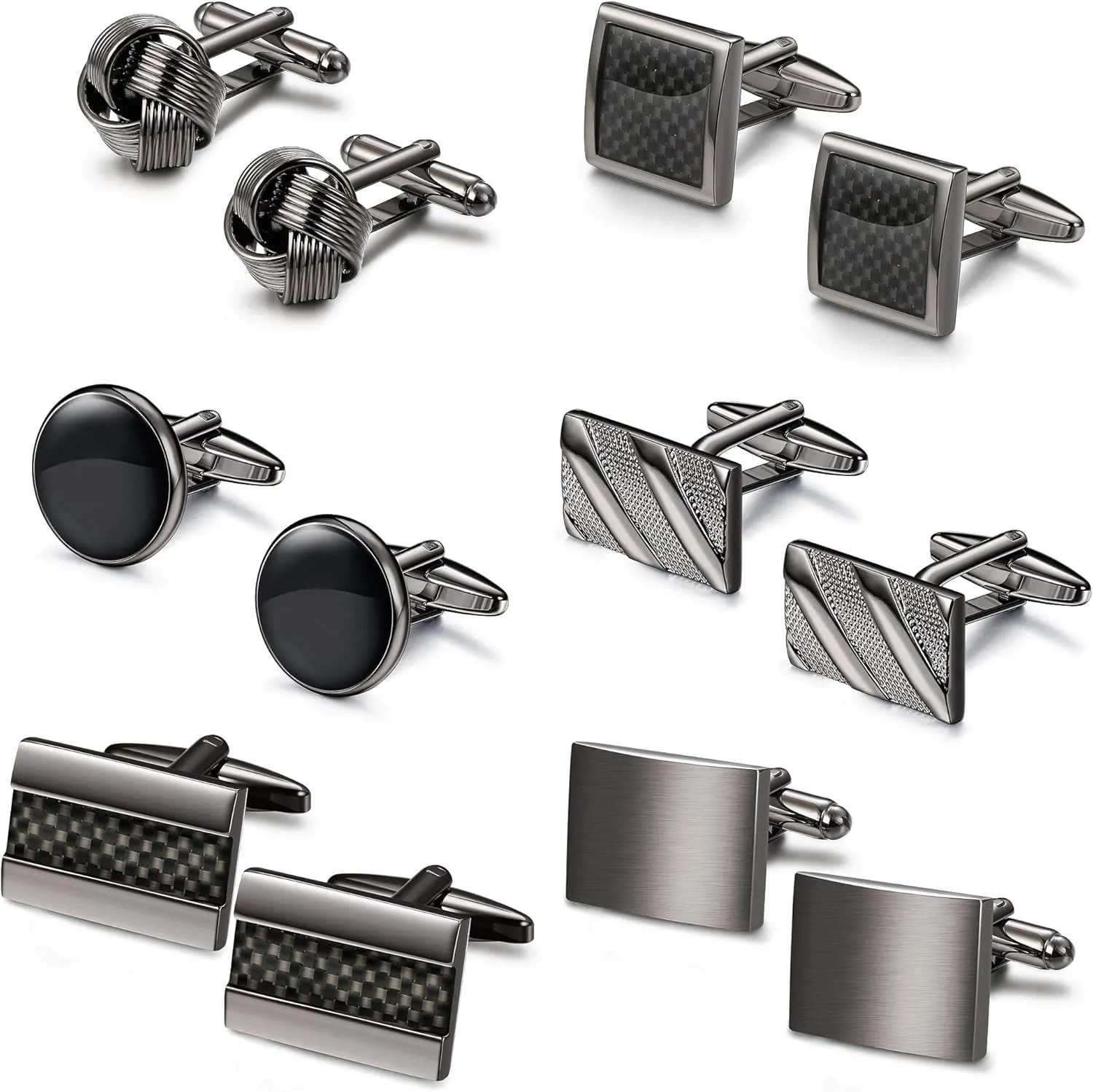 FIBO STEEL 4-8 Pairs Wedding Business Classic Cufflinks for Men Unique Cufflink Set Mens