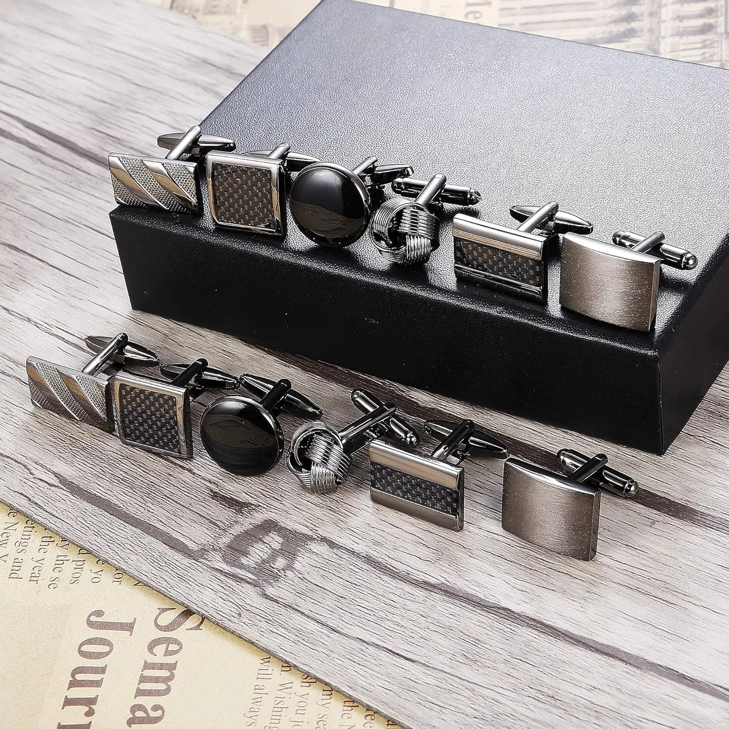 FIBO STEEL 4-8 Pairs Wedding Business Classic Cufflinks for Men Unique Cufflink Set Mens