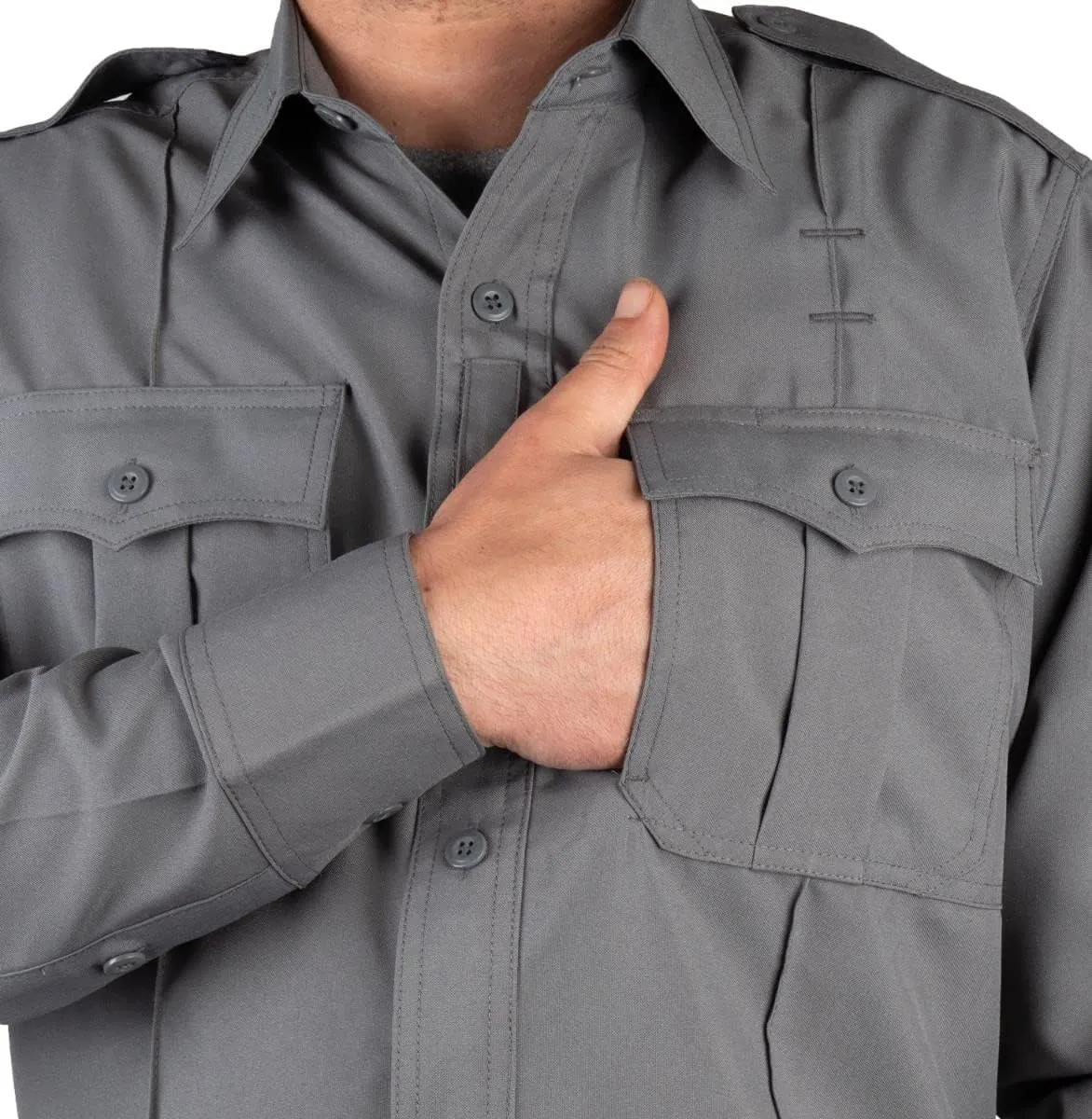First Class 100% Polyester Short & Long Sleeve Zippered Uniform Shirt 4 Pocket Hidden, Law Enforcement BDU Zipper Closure.