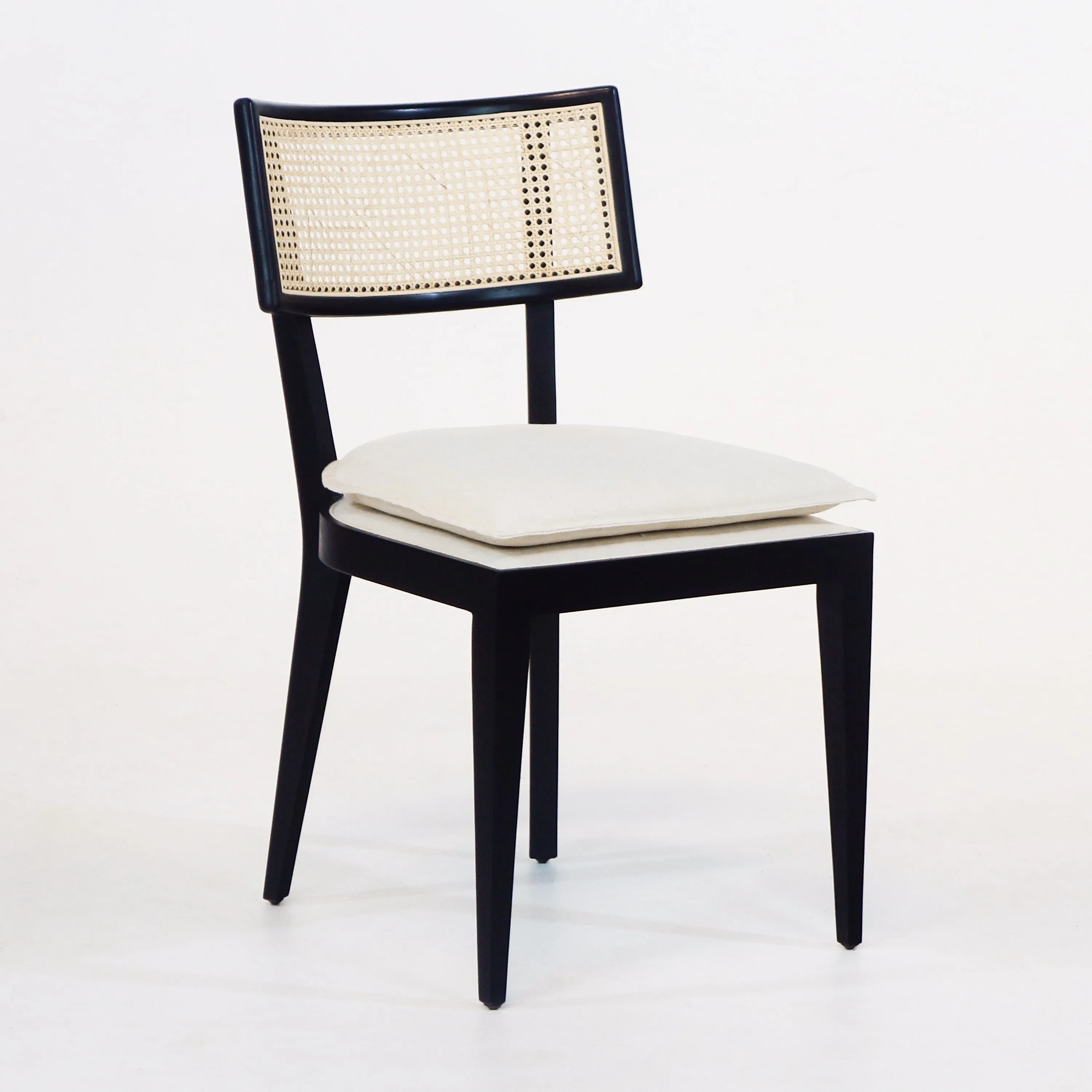 Francois Dining Chair with Rattan Backrest and Upholstered Seat
