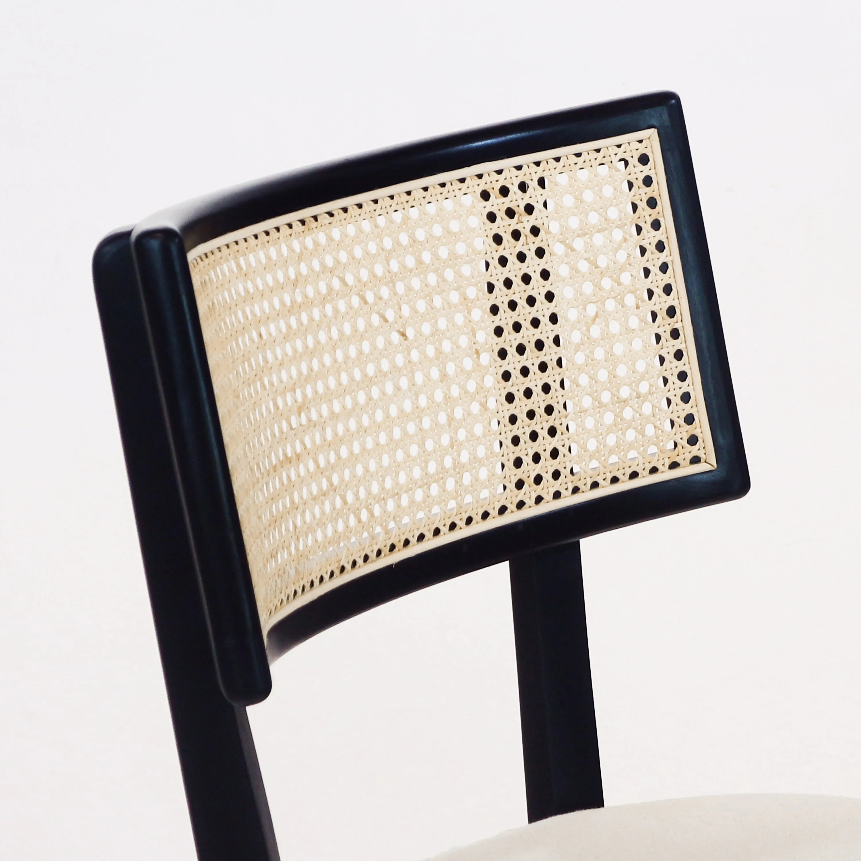 Francois Dining Chair with Rattan Backrest and Upholstered Seat