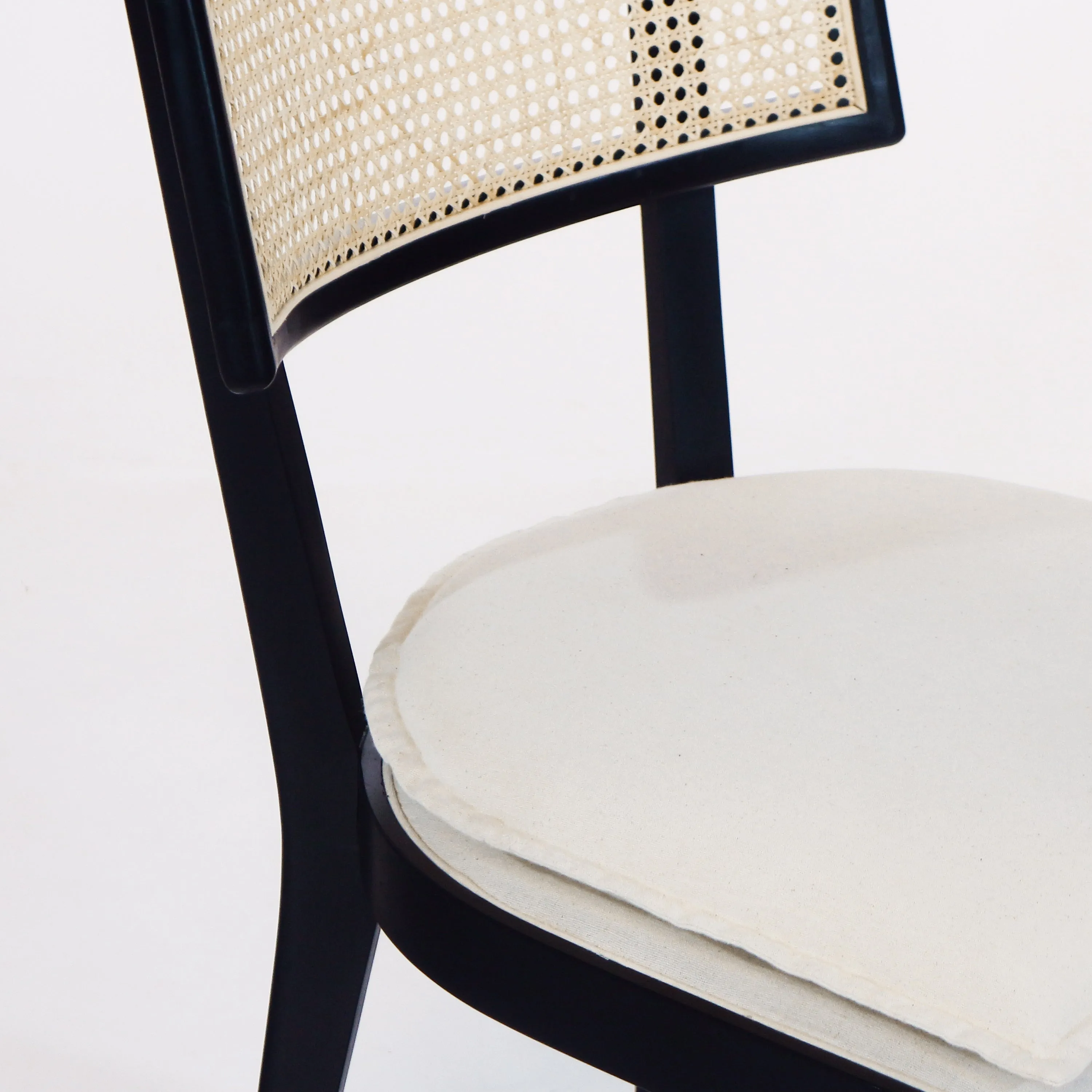 Francois Dining Chair with Rattan Backrest and Upholstered Seat