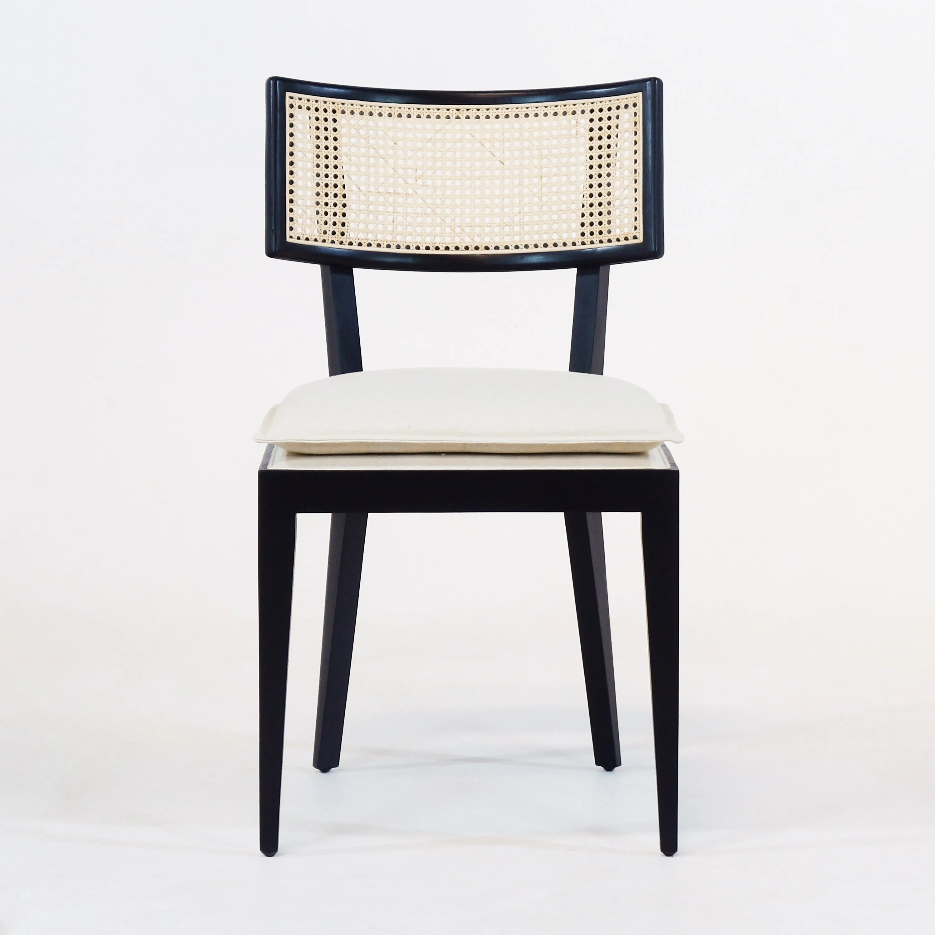 Francois Dining Chair with Rattan Backrest and Upholstered Seat