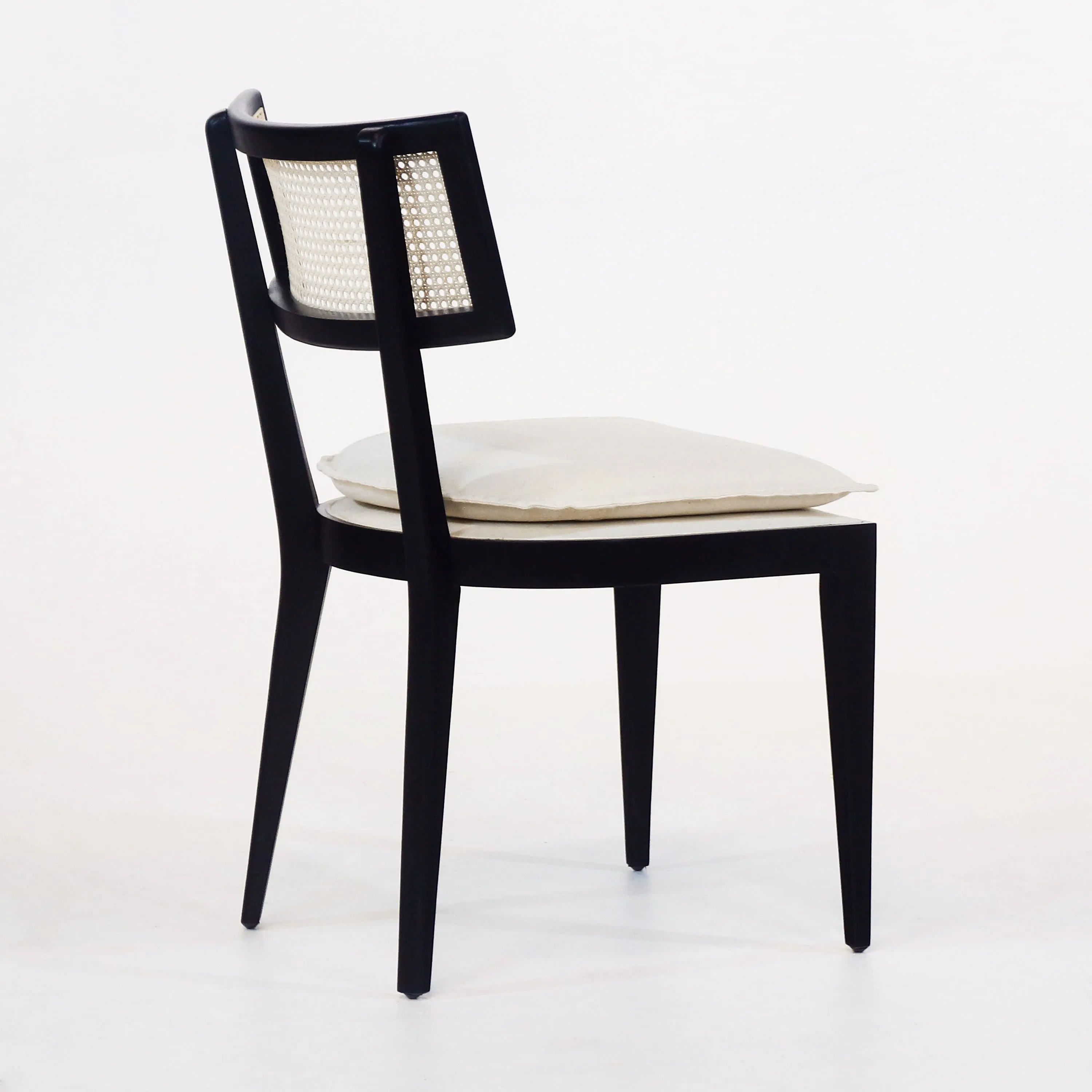 Francois Dining Chair with Rattan Backrest and Upholstered Seat