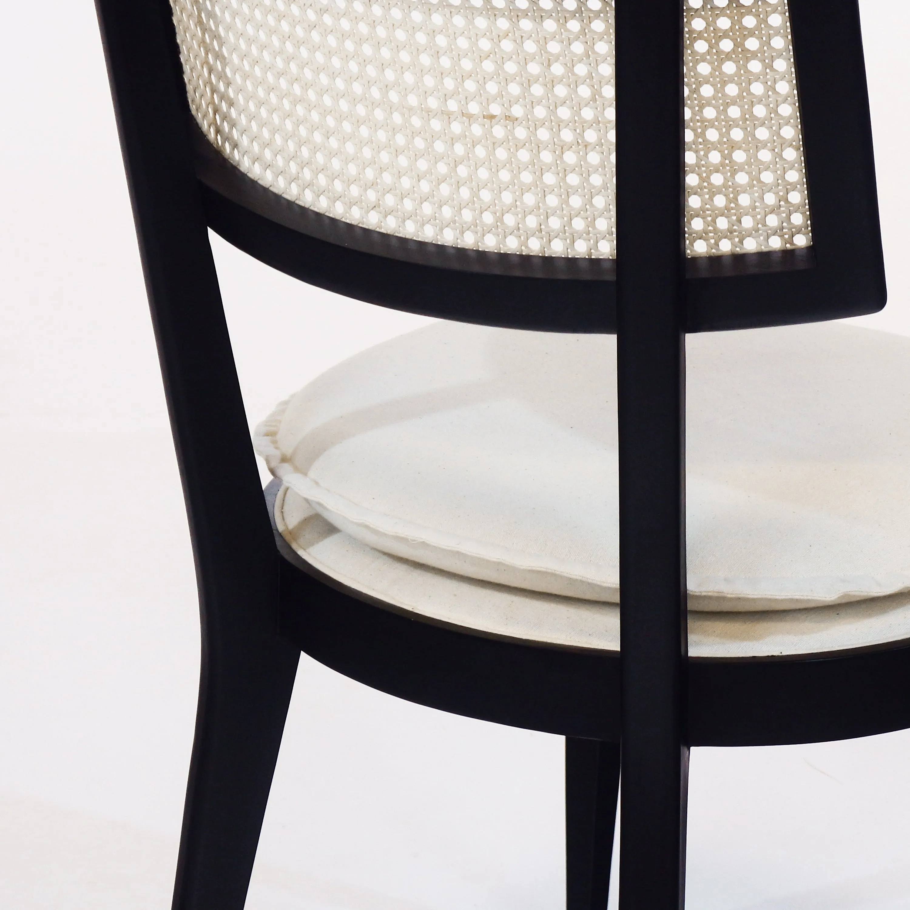 Francois Dining Chair with Rattan Backrest and Upholstered Seat