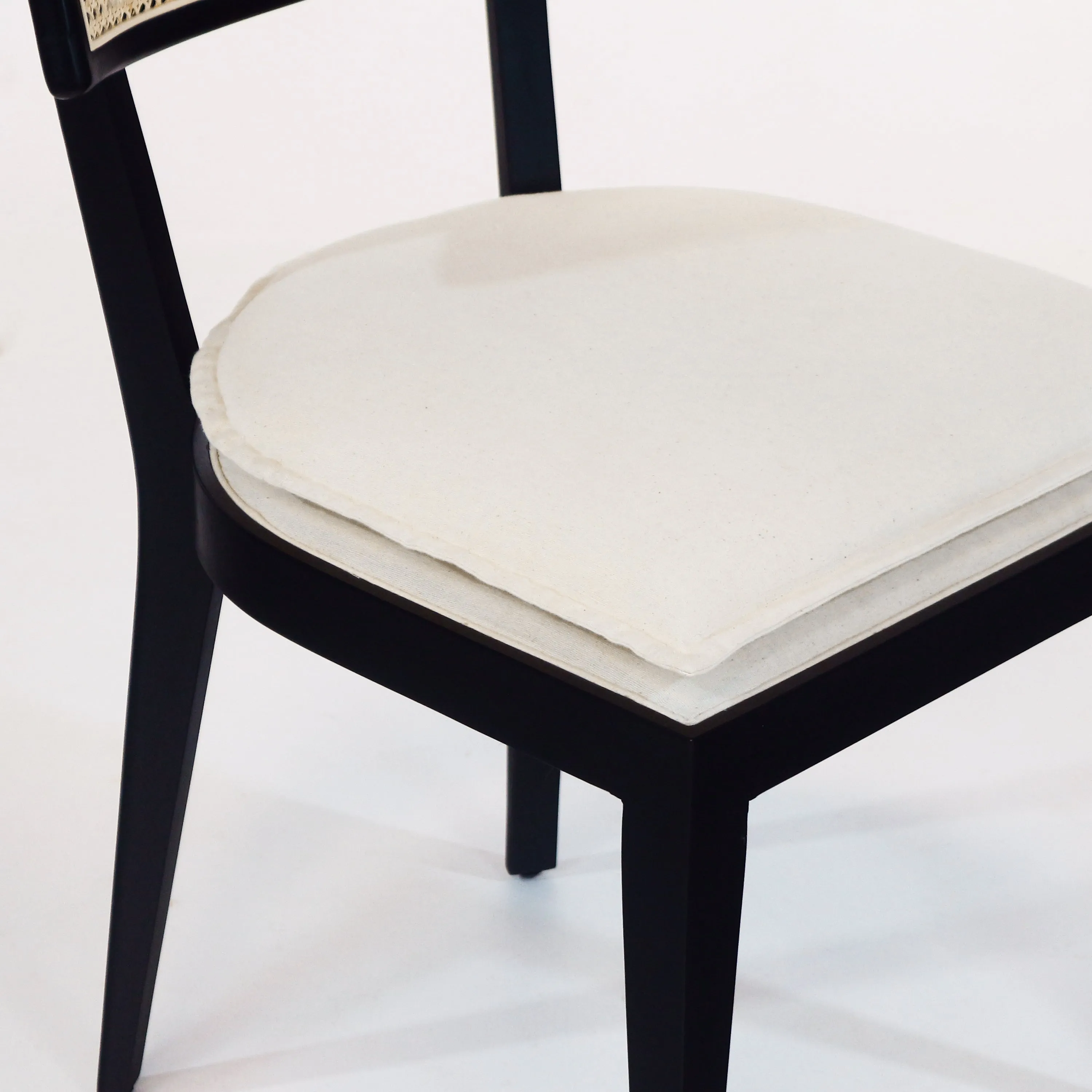 Francois Dining Chair with Rattan Backrest and Upholstered Seat