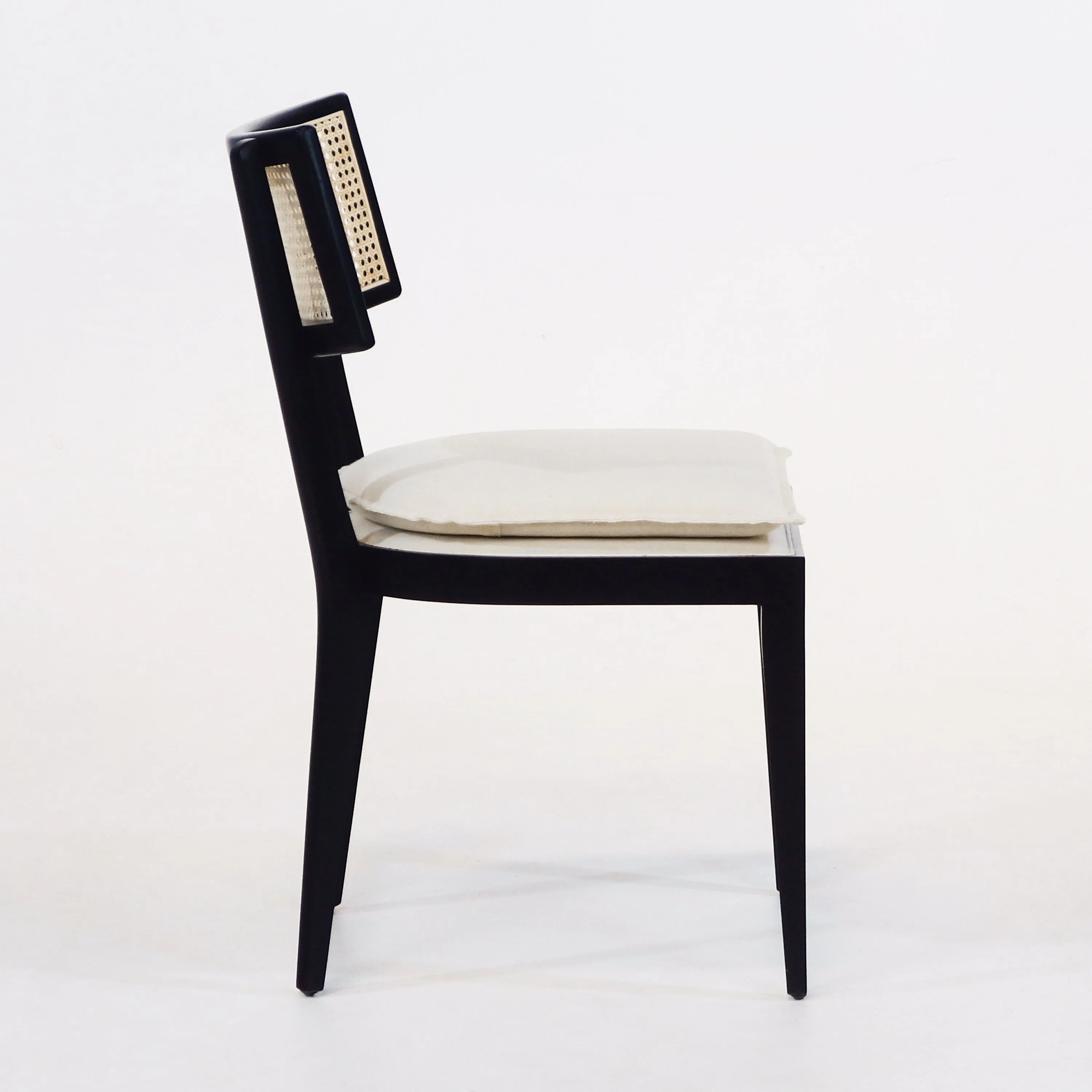 Francois Dining Chair with Rattan Backrest and Upholstered Seat
