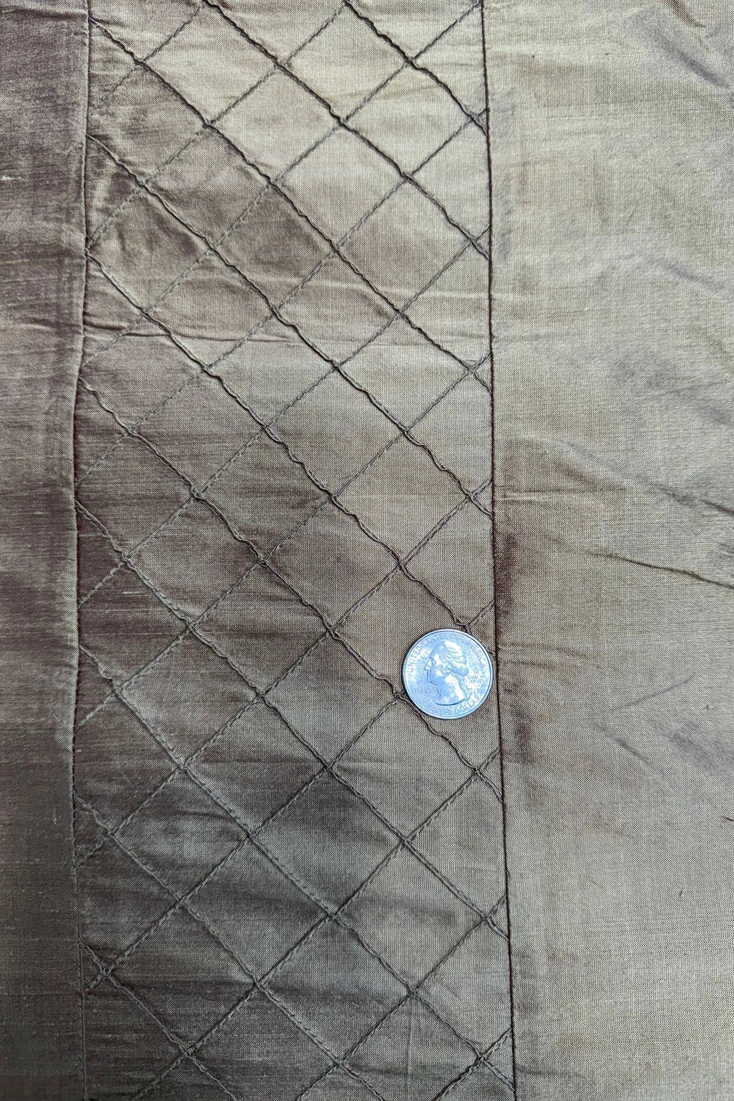 Gold Diamond Embroidery on Shantung Embroidered Dupioni Silk