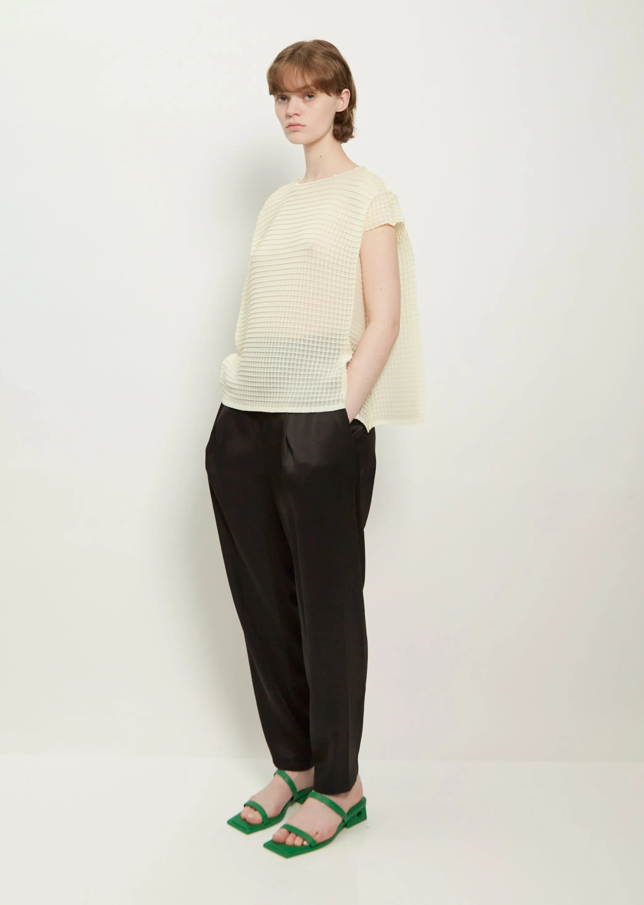 Grid Pleats Polyester Tank
