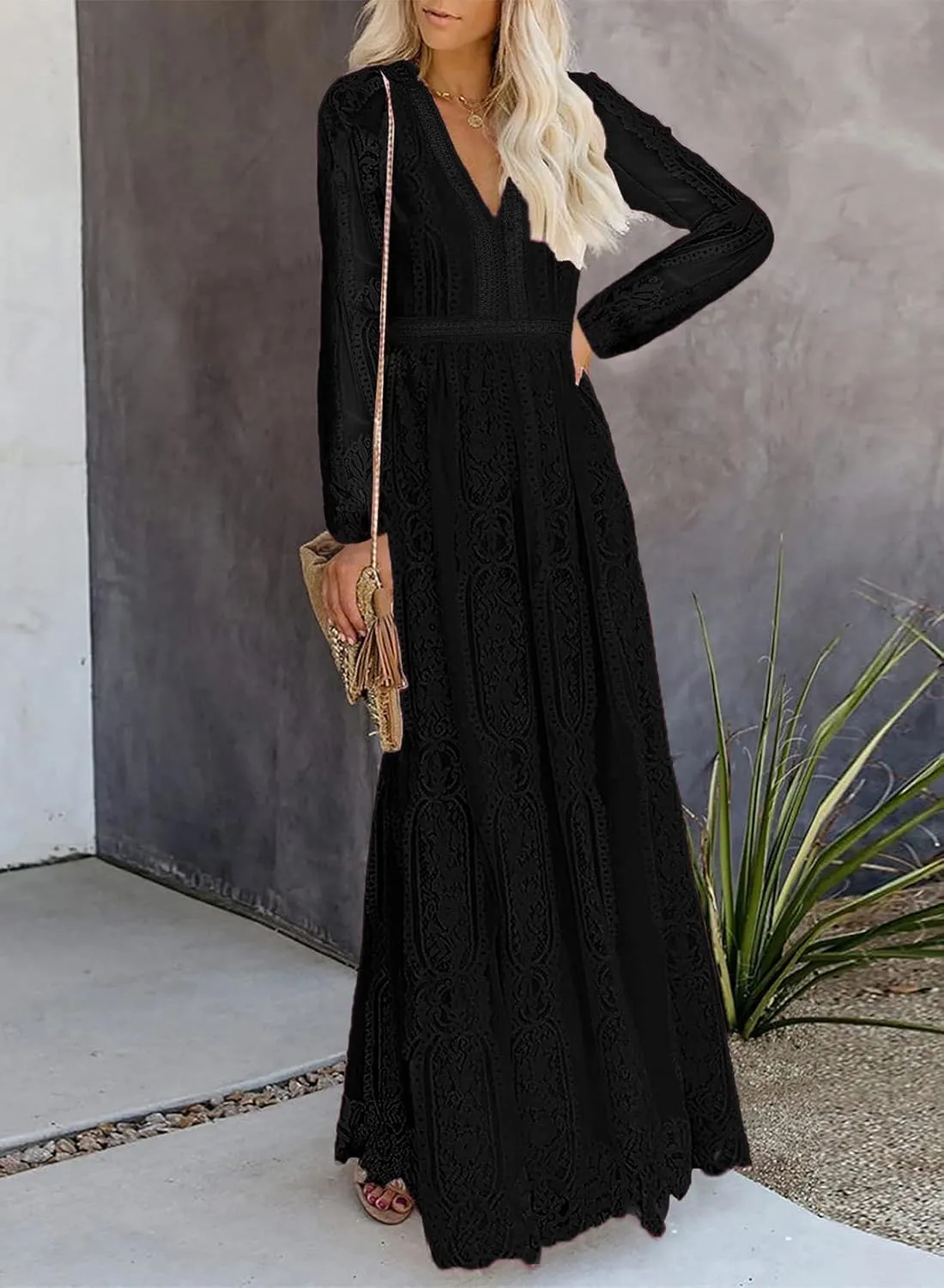 HOYISHION Women's Off The Shoulder Floral Lace Maxi Dress White Bridesmaid Wedding Party Maternity Photoshoot Long Dresses