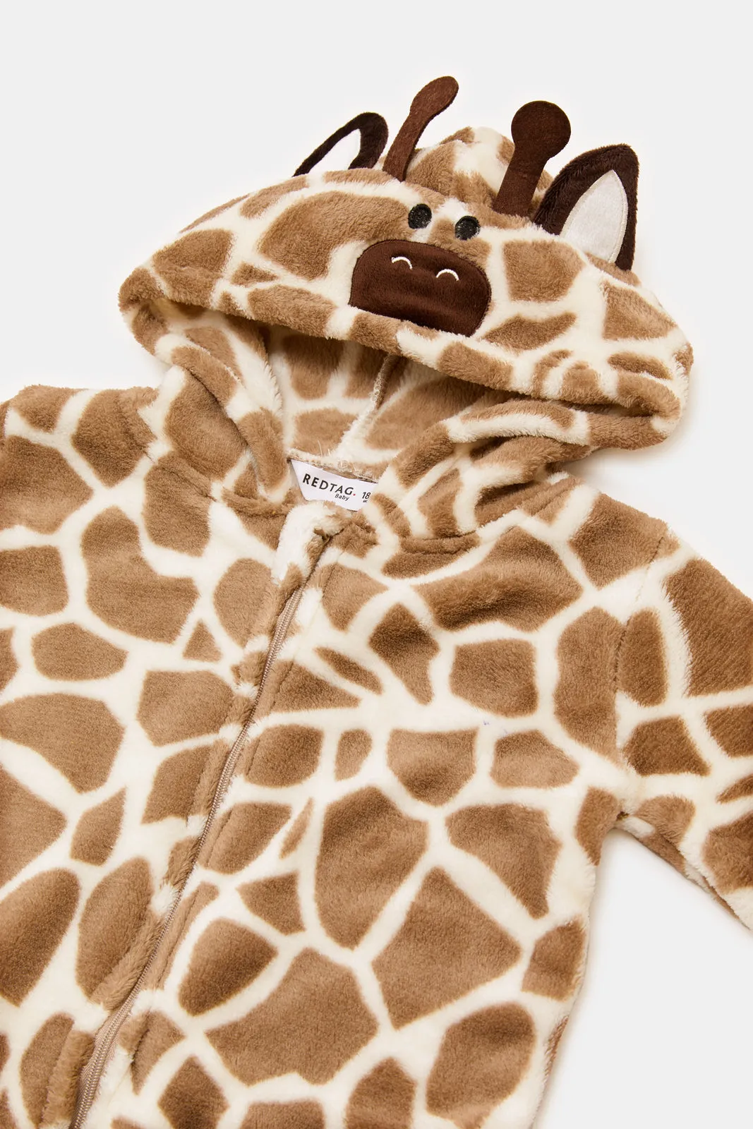 Infant Boys Brown Giraffe Onesie Fluffy Pyjama Set