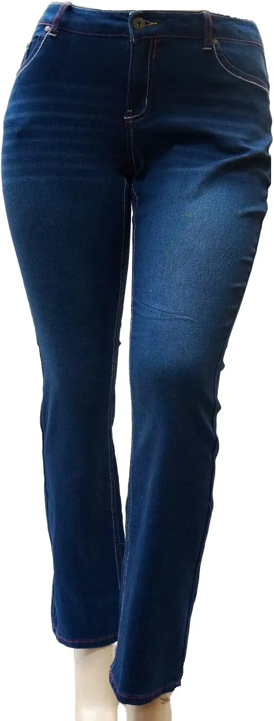 Jack David Women's Plus Size Blue/Black Curvy Stretch Flap Pocket Skinny/Bootcut/Cargo Denim Jeans Pants