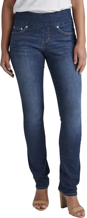 JAG Jeans Women's Petite Peri Mid Rise Straight Leg Pull-on Jeans, Anchor Blue AU315, 2 Petite