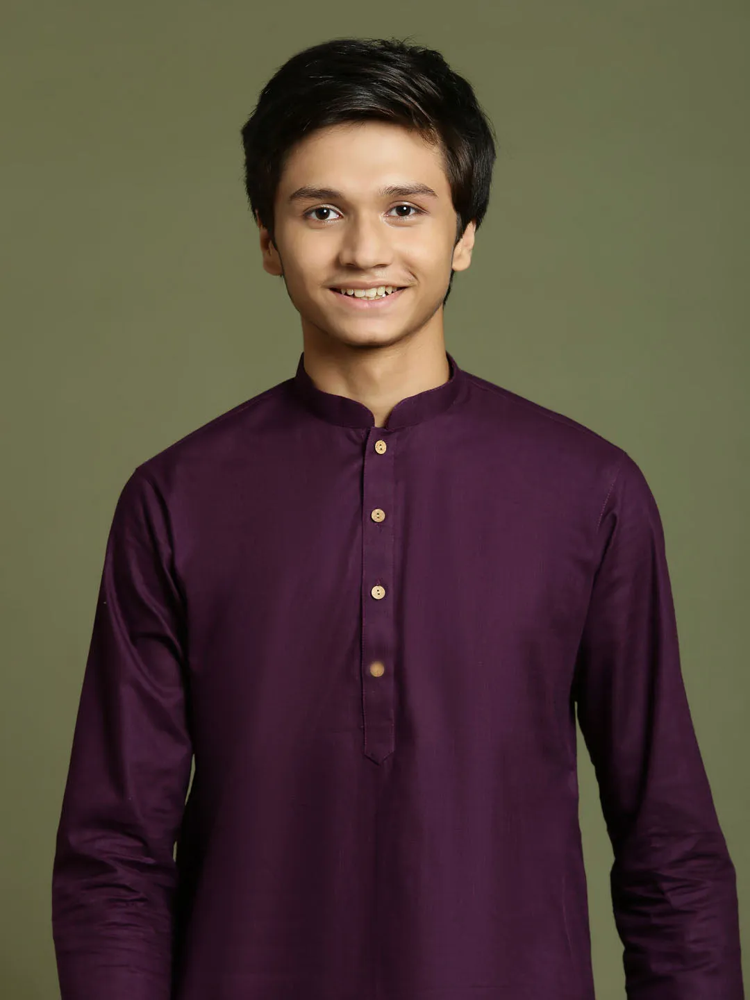 Jashvi Boys Purple And White Kurta Pyjama Set