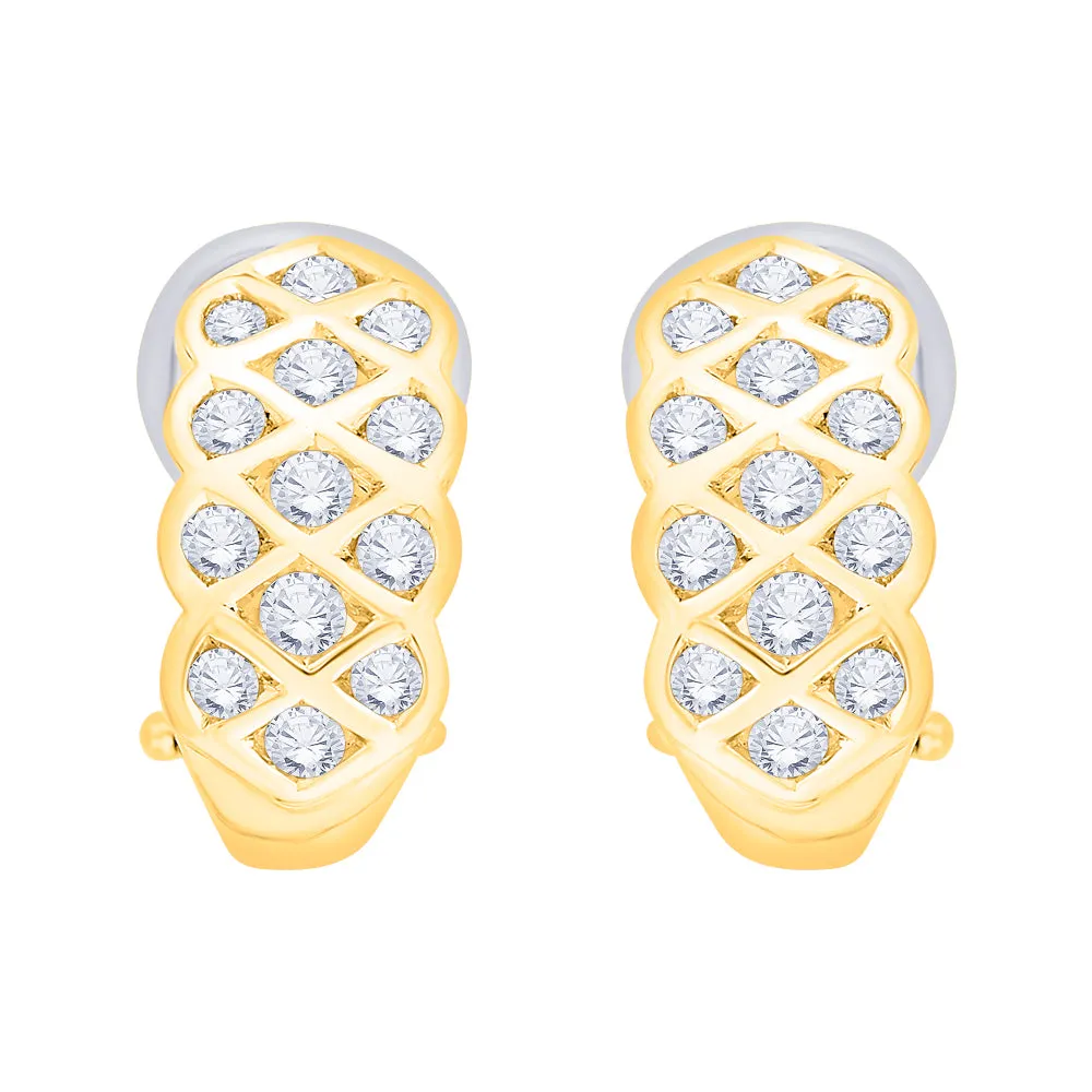 KATARINA 1 cttw Bezel Set Diamond Hoop Earrings