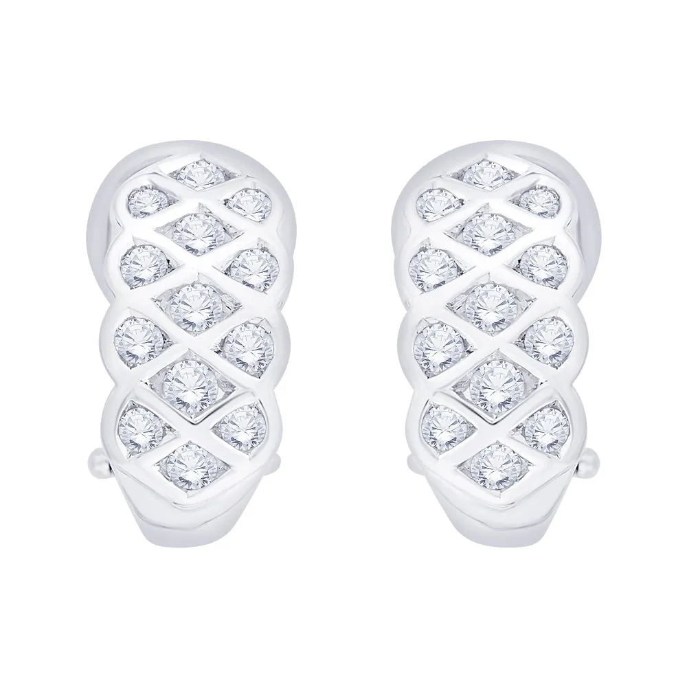 KATARINA 1 cttw Bezel Set Diamond Hoop Earrings