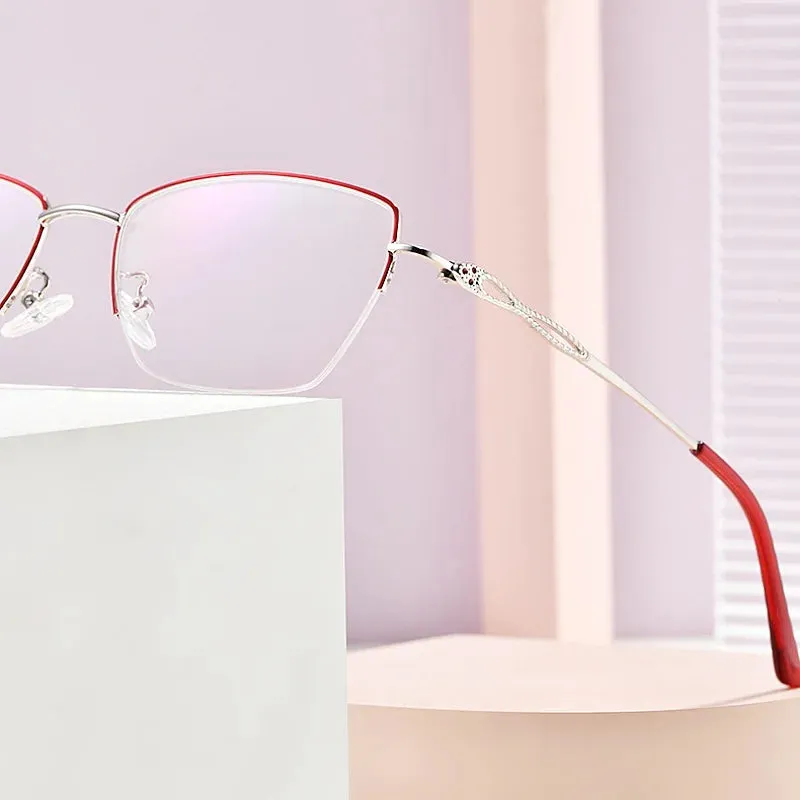 KatKani Women's Semi Rim Square Alloy Eyeglasses 1695