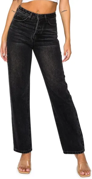 KHAKI & BLUE Womens Denim Jeans  High Waisted Straight Leg Pants with Button Down Closure