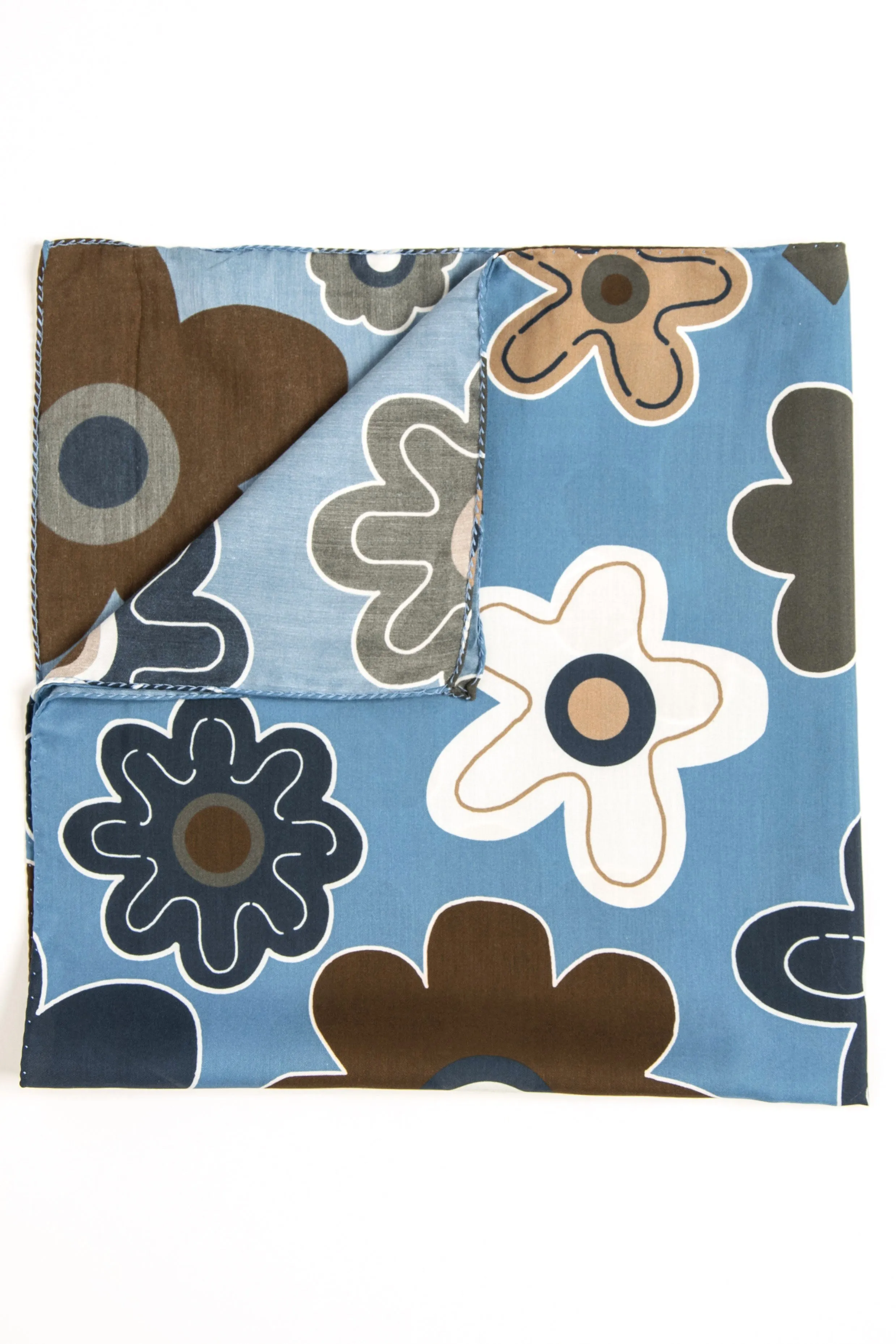 Light Blue Ultra Soft Silk & Cotton Logo scarf 60