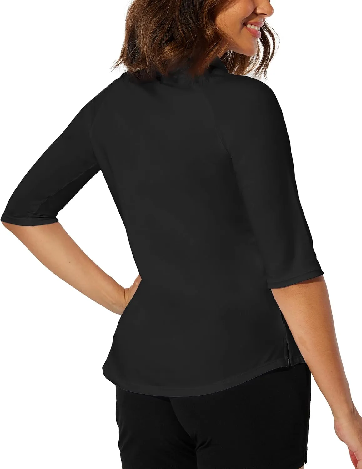 M MOTEEPI 3/4 Length Sleeve Womens Golf Polo Shirt Ladies Workout Tops Polo Shirts for Women Golf Pullover