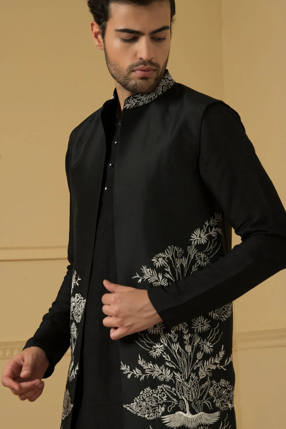 Men's Long Zari Nehru Jacket Set - Hilo Design