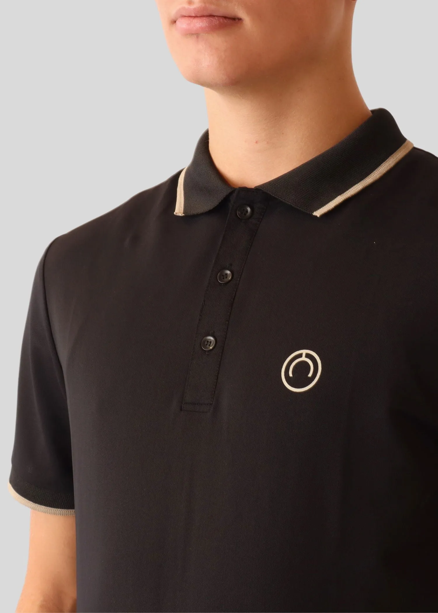 Mens Poloshirt - Black/Beige