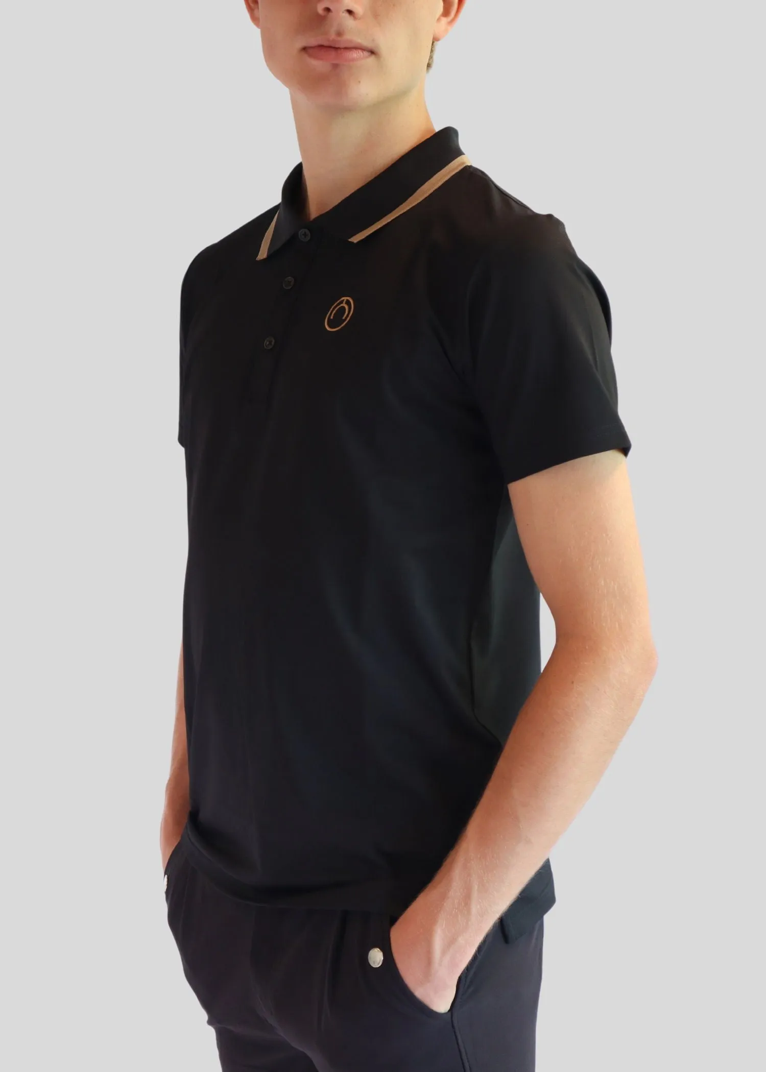 Mens Poloshirt - Black/Beige